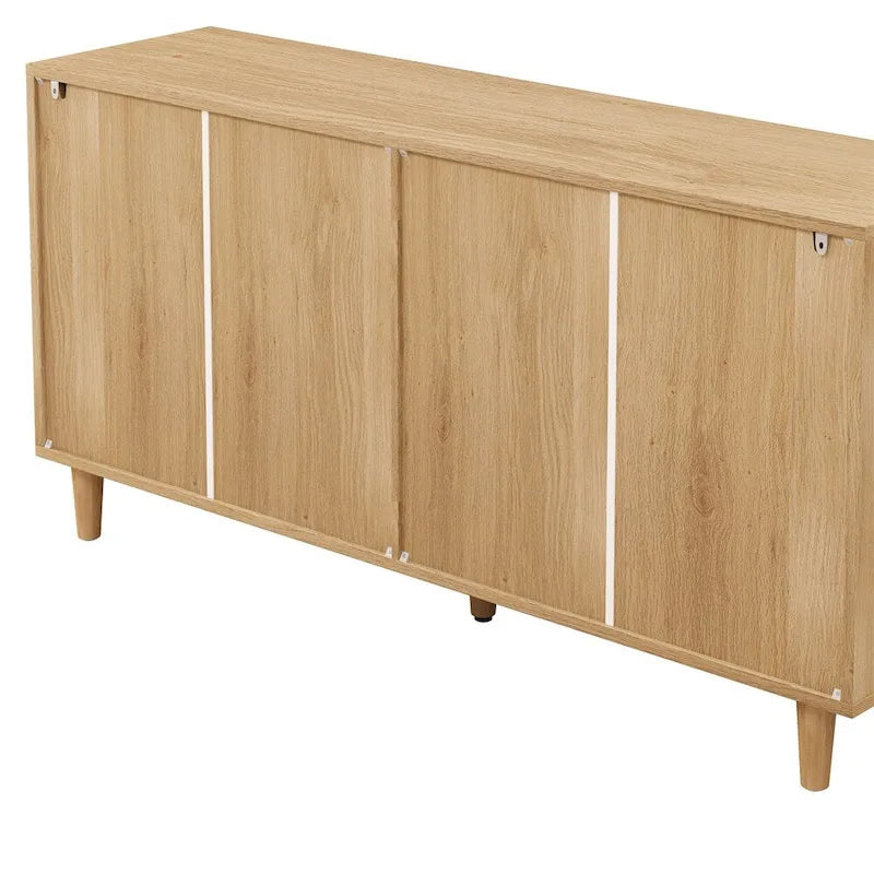 Armoire de rangement en rotin de 59 pouces avec 6 tiroirs et pieds en bois