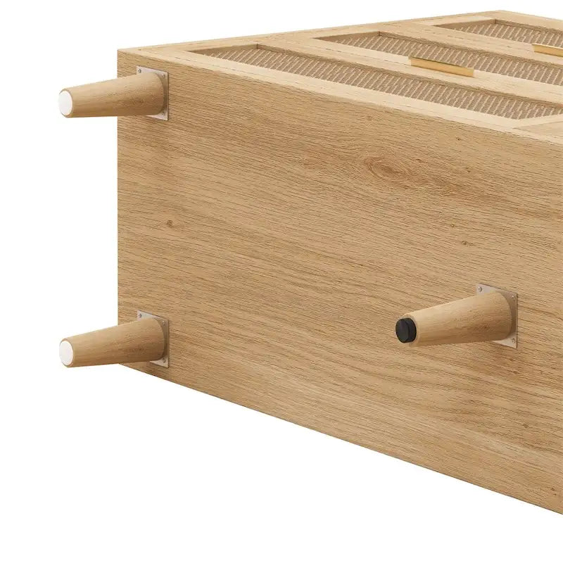 Armoire de rangement en rotin de 59 pouces avec 6 tiroirs et pieds en bois