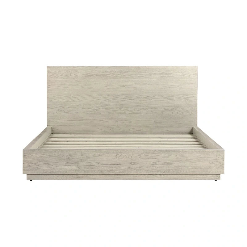 Cadre de lit plateforme Joni Modern en bois, tête de lit haute, profil bas, gris