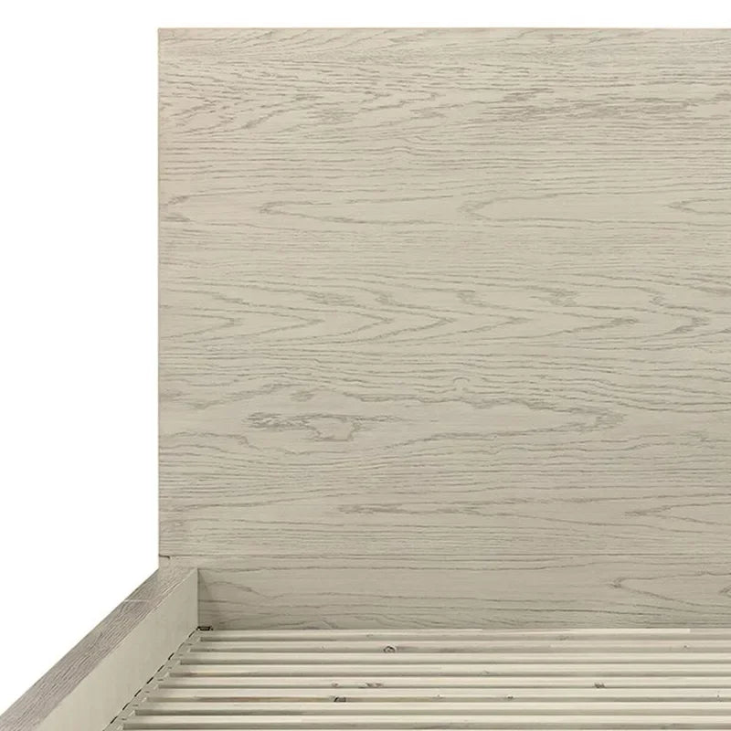 Cadre de lit plateforme Joni Modern en bois, tête de lit haute, profil bas, gris