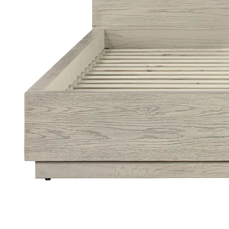 Cadre de lit plateforme Joni Modern en bois, tête de lit haute, profil bas, gris