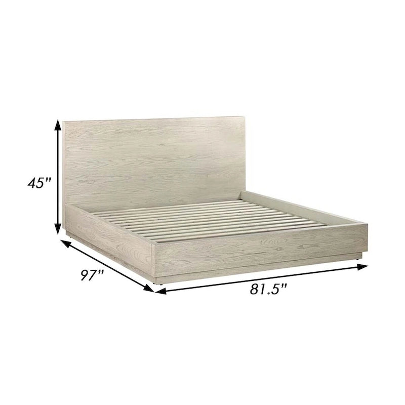 Cadre de lit plateforme Joni Modern en bois, tête de lit haute, profil bas, gris