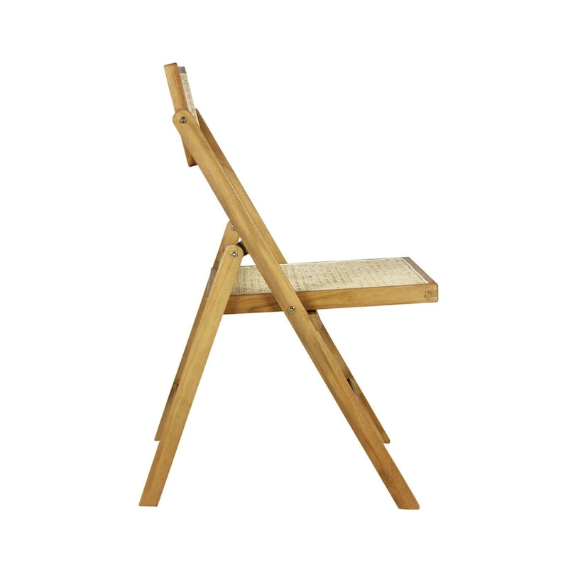 Chaise pliante Olivier vintage en bois et rotin, dossier réglable (lot de 2), par JONATHAN Y.