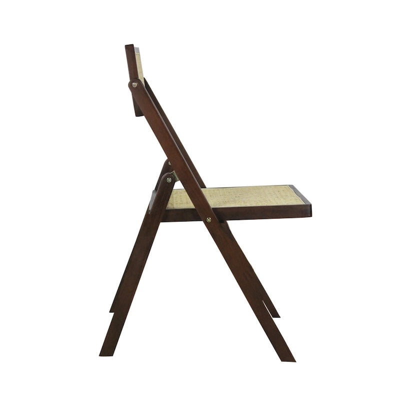 Chaise pliante Olivier vintage en bois et rotin, dossier réglable (lot de 2), par JONATHAN Y.