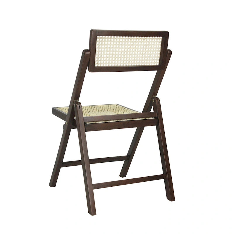 Chaise pliante Olivier vintage en bois et rotin, dossier réglable (lot de 2), par JONATHAN Y.