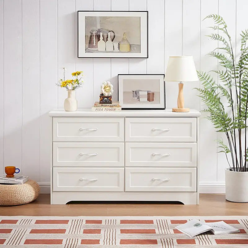 47.8 Modern Bedroom Chest with 6 Drawers Dresser - N/A