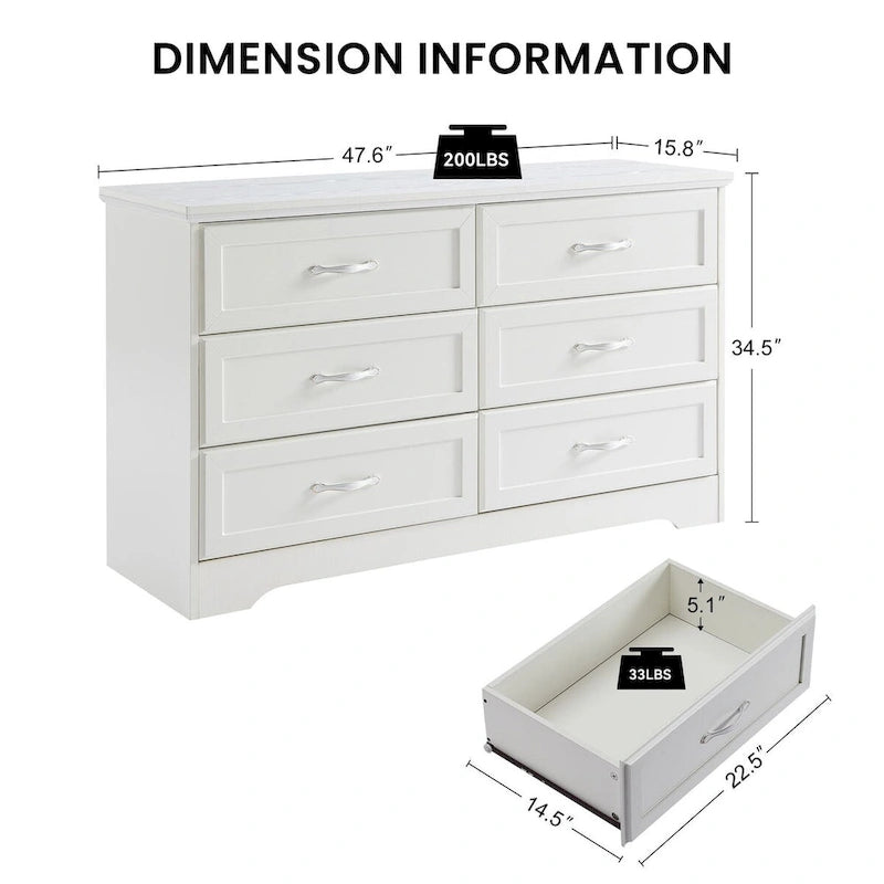 Commode moderne 47,8 cm à 6 tiroirs - Non disponible