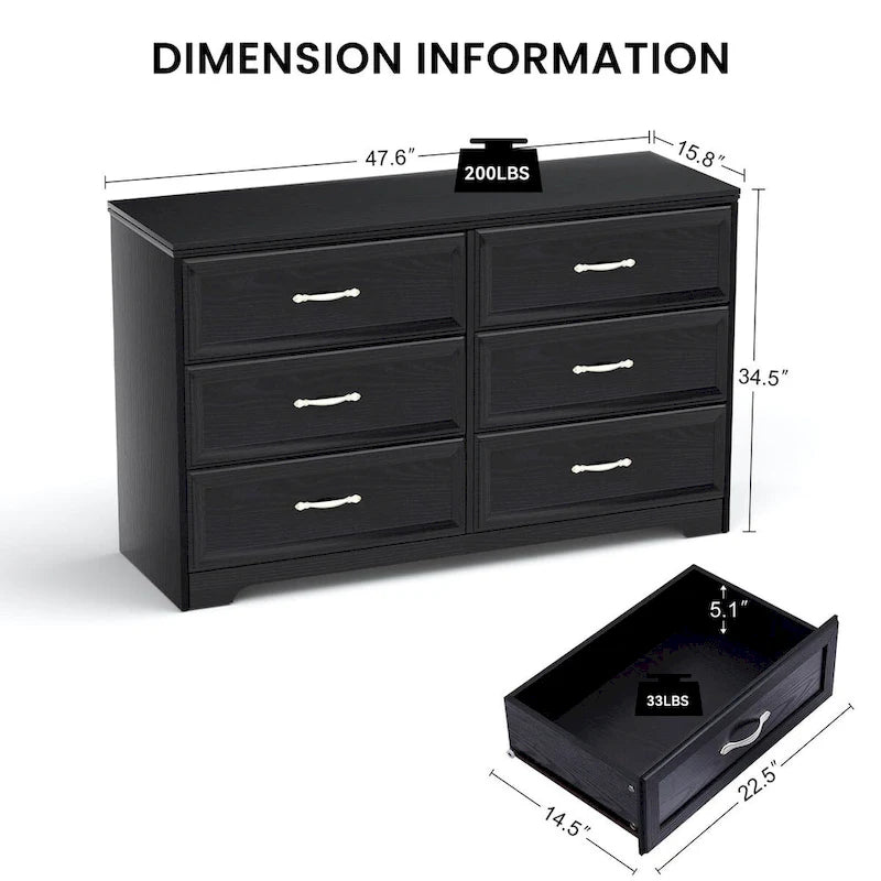 Commode moderne 47,8 cm à 6 tiroirs - Non disponible