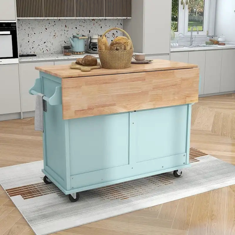 Îlot de cuisine à roulettes avec plateau rabattable