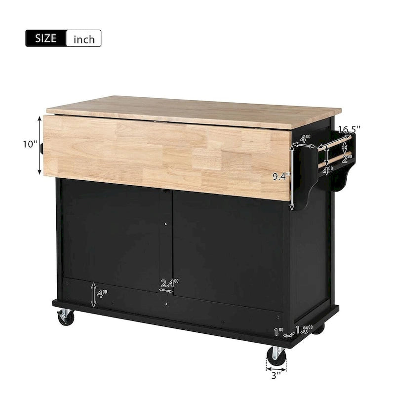 Îlot de cuisine à roulettes avec plateau rabattable
