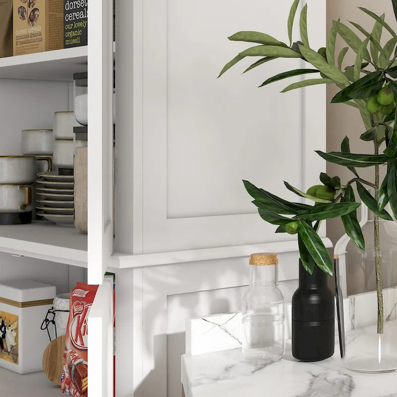 Meuble de rangement de cuisine 72,5 cm, armoire de cuisine autoportante avec 4 portes et étagères réglables pour salle à manger, MDF