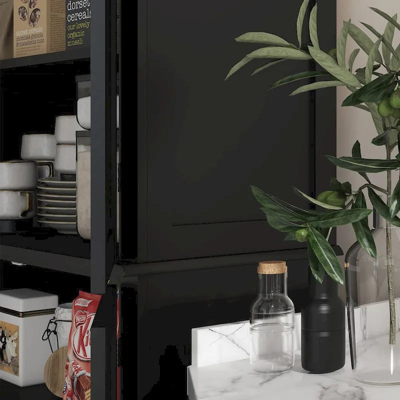 Meuble de rangement de cuisine 72,5 cm, armoire de cuisine autoportante avec 4 portes et étagères réglables pour salle à manger, MDF