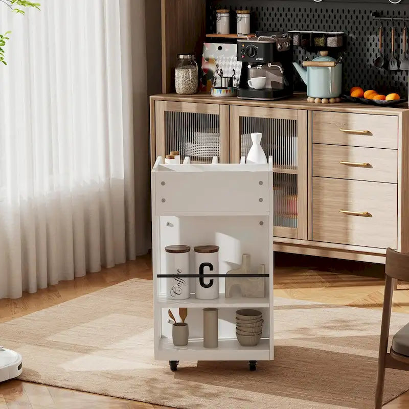 Chariot de cuisine à 4 niveaux avec étagère à épices et roulettes verrouillables