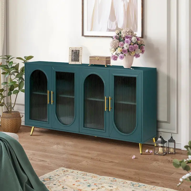Meuble TV en bois avec armoire de rangement et étagères réglables