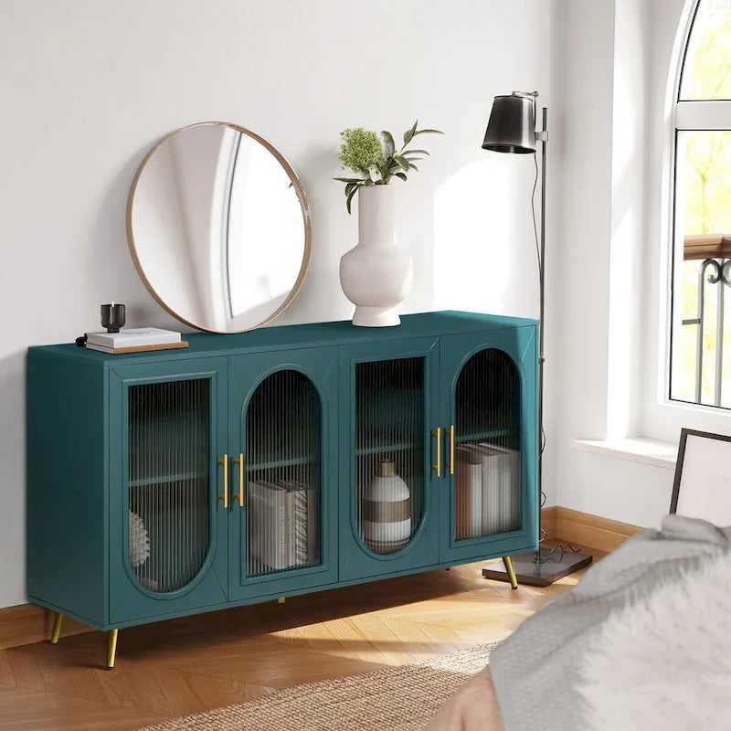 Meuble TV en bois avec armoire de rangement et étagères réglables