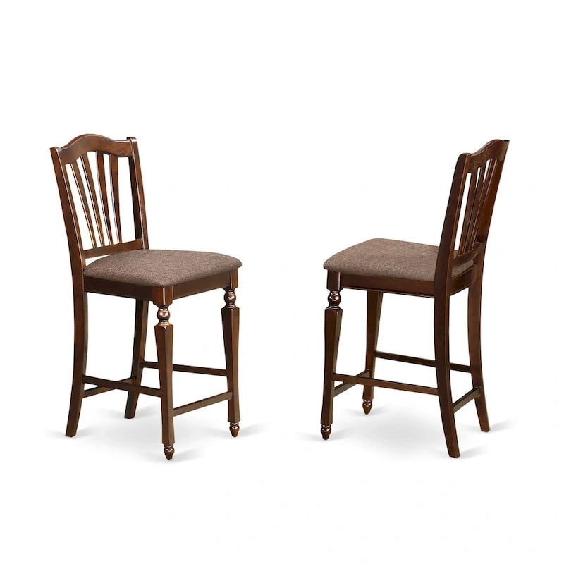 Ensemble de comptoir 5 pièces East West Furniture - une table carrée et 4 chaises, acajou (type d'assise au choix)