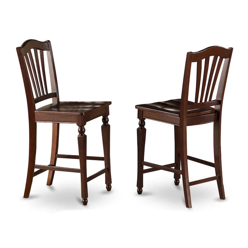 Ensemble de comptoir 5 pièces East West Furniture - une table carrée et 4 chaises, acajou (type d'assise au choix)