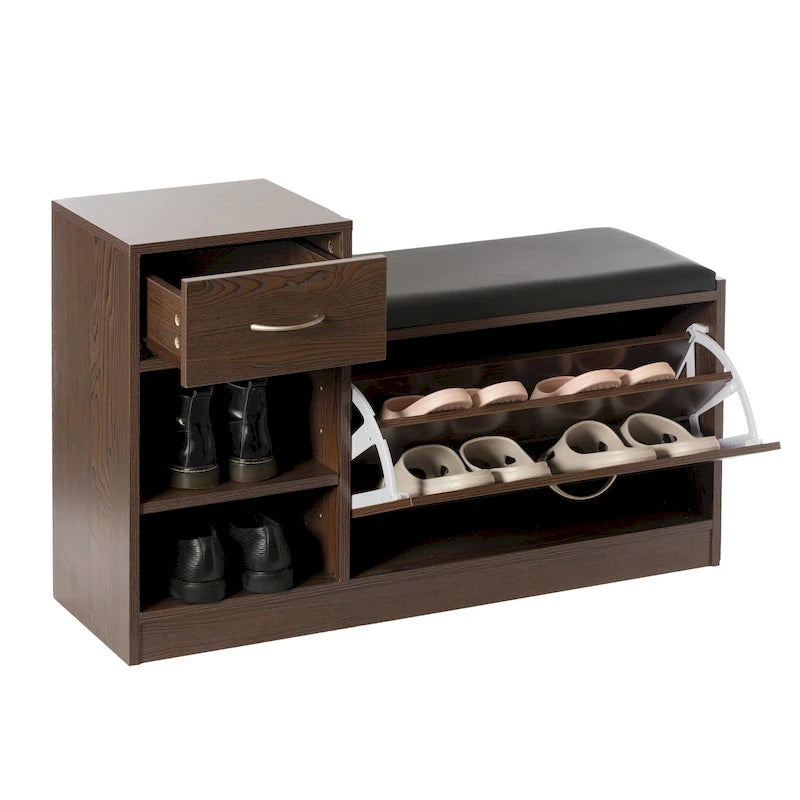 Banc de rangement à chaussures en bois avec coussin pour entrée