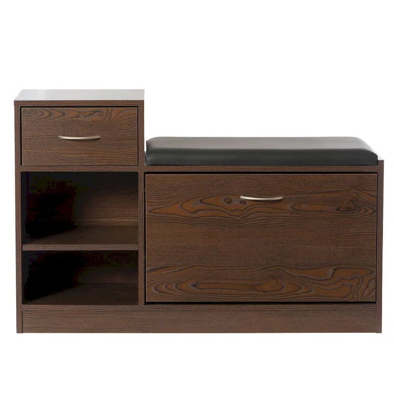 Banc de rangement à chaussures en bois avec coussin pour entrée