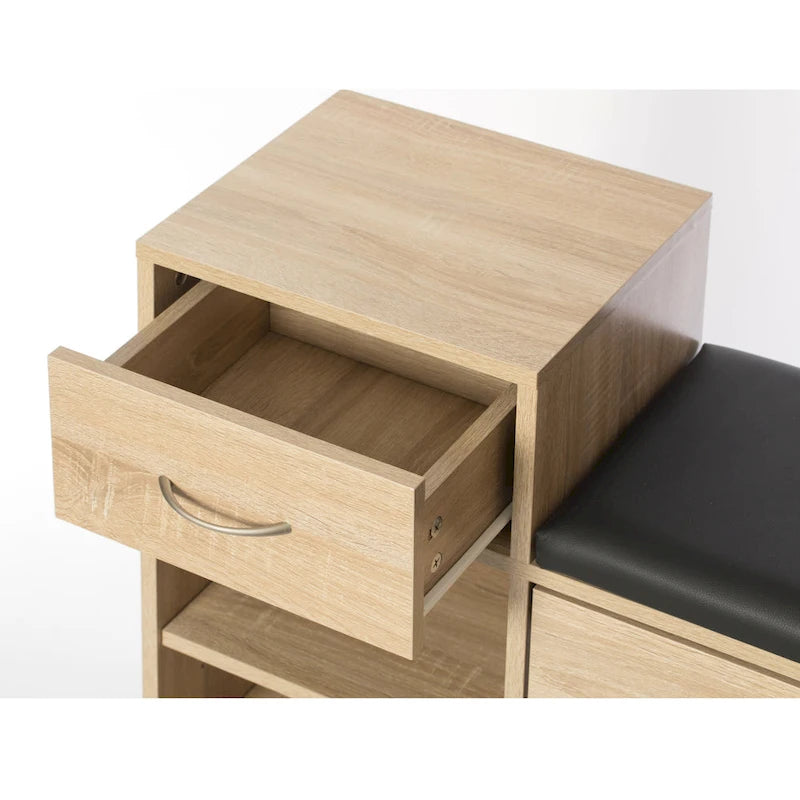 Banc de rangement à chaussures en bois avec coussin pour entrée