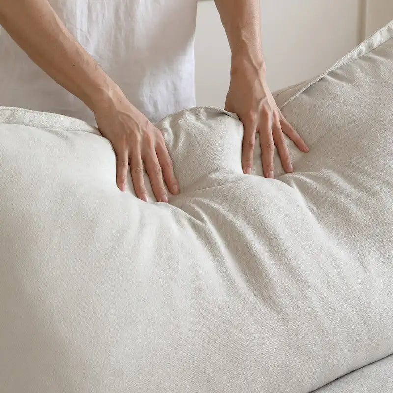 Grand canapé d'angle en L 4 pièces, canapés modernes recouverts de lin