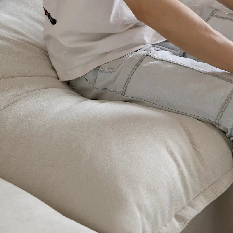 Grand canapé d'angle en L 4 pièces, canapés modernes recouverts de lin