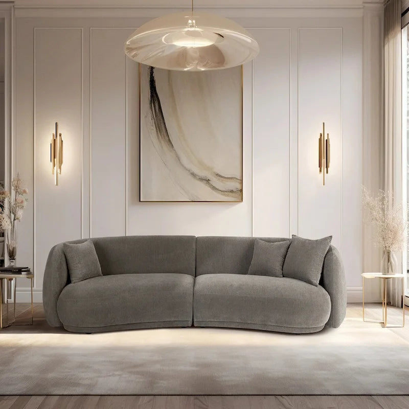 Canapé rectangulaire incurvé 4 places Sagebrook Home, style moderne neutre - 117 x 49 x 31