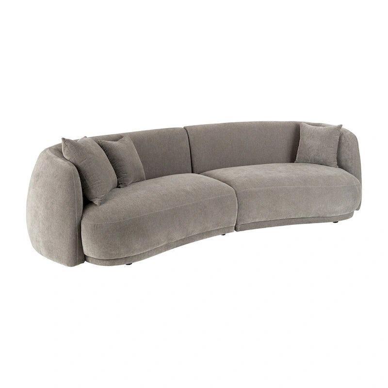 Canapé rectangulaire incurvé 4 places Sagebrook Home, style moderne neutre - 117 x 49 x 31
