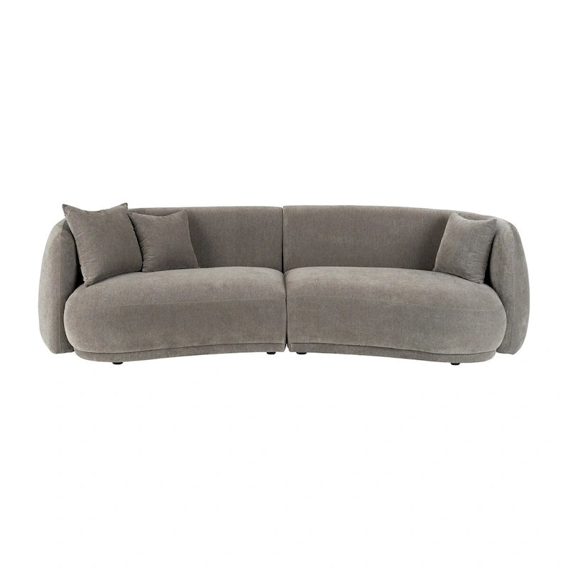 Canapé rectangulaire incurvé 4 places Sagebrook Home, style moderne neutre - 117 x 49 x 31