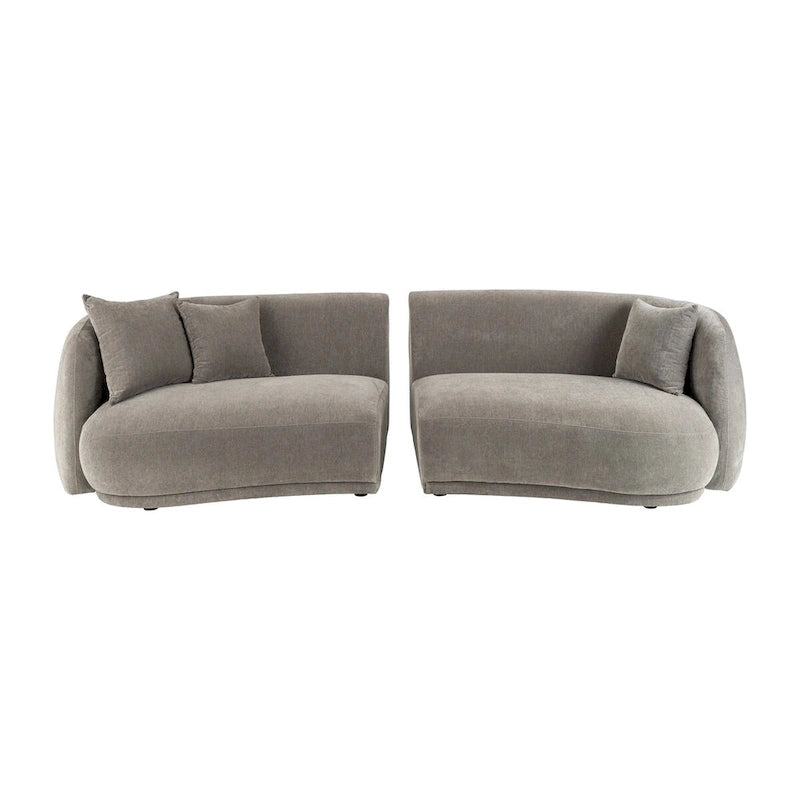 Canapé rectangulaire incurvé 4 places Sagebrook Home, style moderne neutre - 117 x 49 x 31
