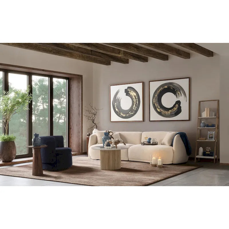Canapé rectangulaire incurvé 4 places Sagebrook Home, style moderne neutre - 117 x 49 x 31