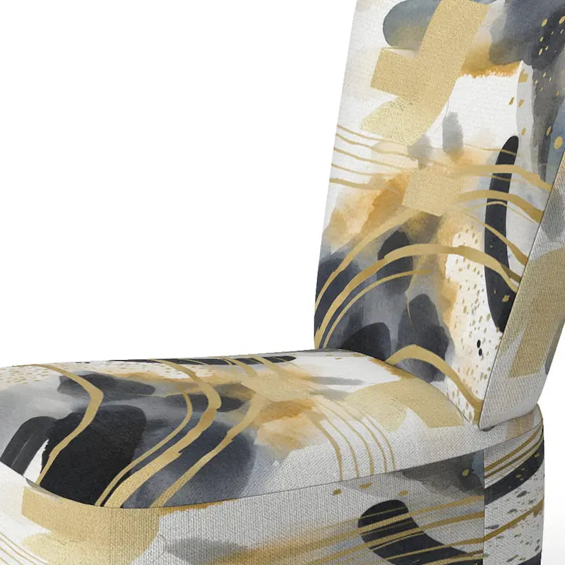 Fauteuil d'appoint et fauteuil moderne Designart Pastel Abstract With Blue Black &amp; Gold Spots III à motifs fractals.