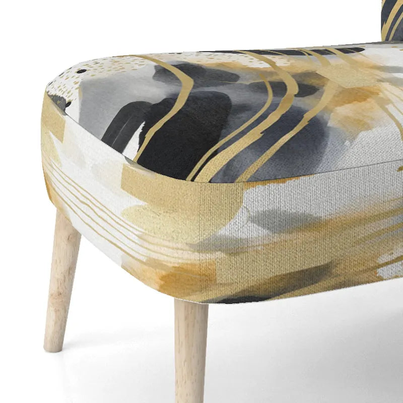 Fauteuil d'appoint et fauteuil moderne Designart Pastel Abstract With Blue Black &amp; Gold Spots III à motifs fractals.