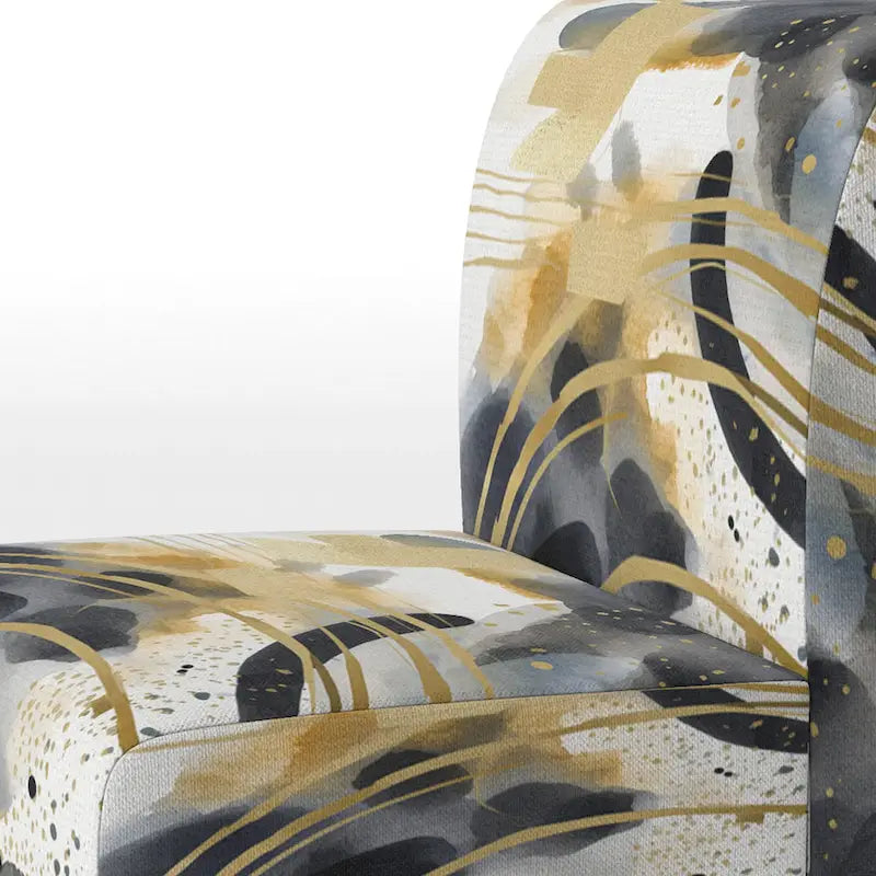 Fauteuil d'appoint et fauteuil moderne Designart Pastel Abstract With Blue Black &amp; Gold Spots III à motifs fractals.