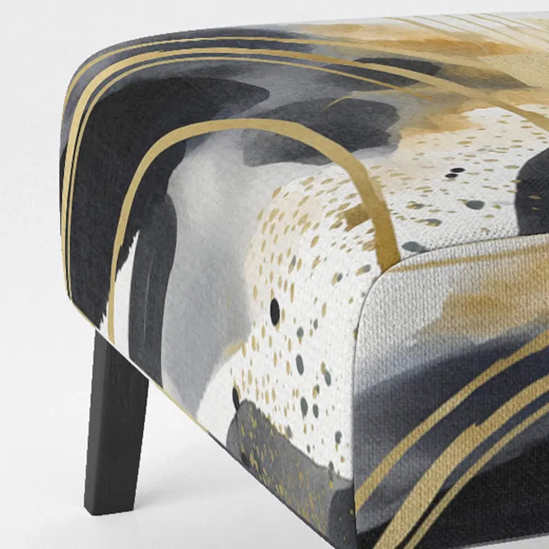 Fauteuil d'appoint et fauteuil moderne Designart Pastel Abstract With Blue Black &amp; Gold Spots III à motifs fractals.