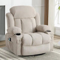 Fauteuil inclinable manuel chauffant et massant en velours à pois avec base pivotante à 360°