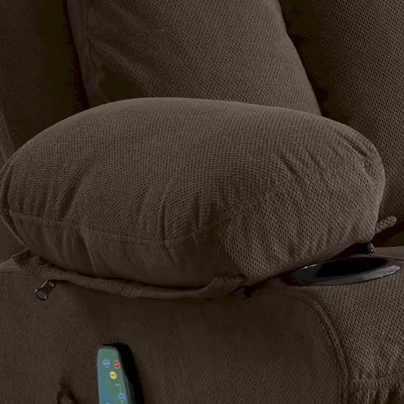Fauteuil inclinable manuel chauffant et massant en velours à pois avec base pivotante à 360°