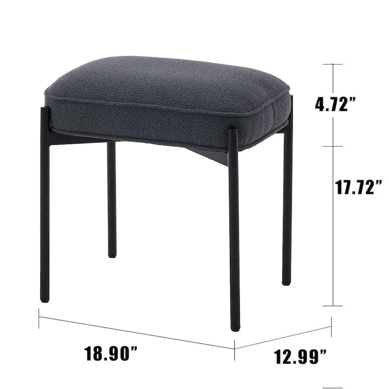 Pouf ottoman rectangulaire simple capitonné en polaire d'agneau