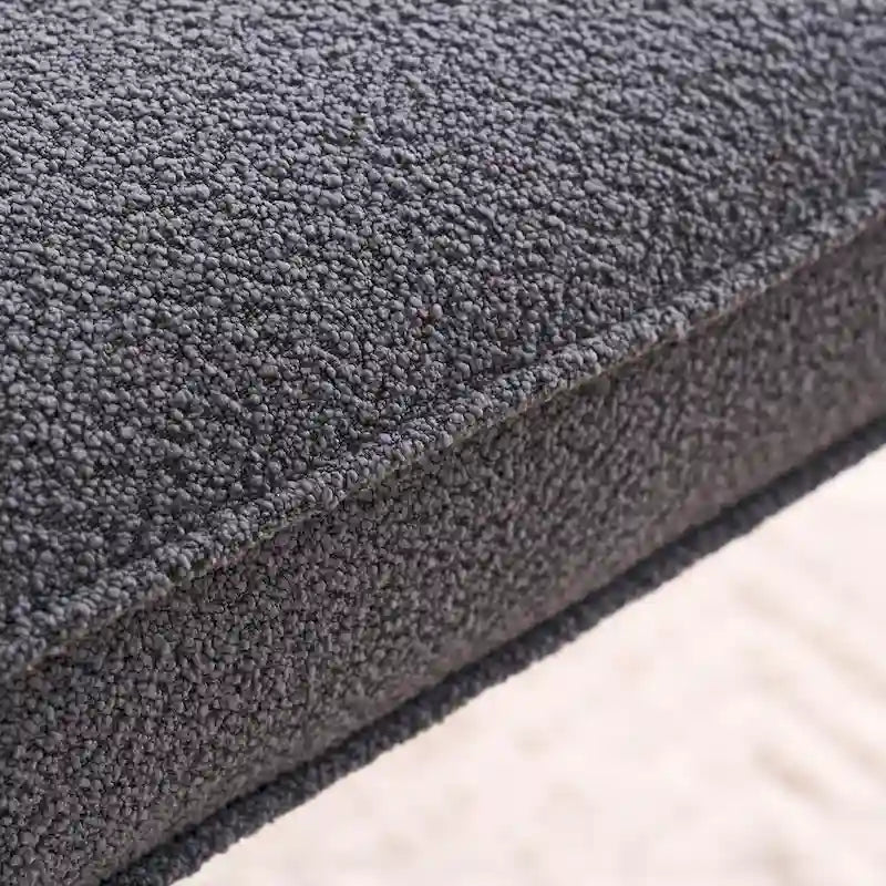 Pouf ottoman rectangulaire simple capitonné en polaire d'agneau