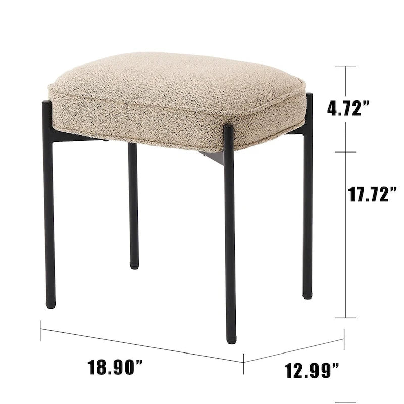 Pouf ottoman rectangulaire simple capitonné en polaire d'agneau