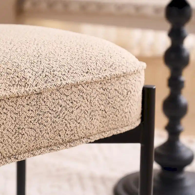 Pouf ottoman rectangulaire simple capitonné en polaire d'agneau
