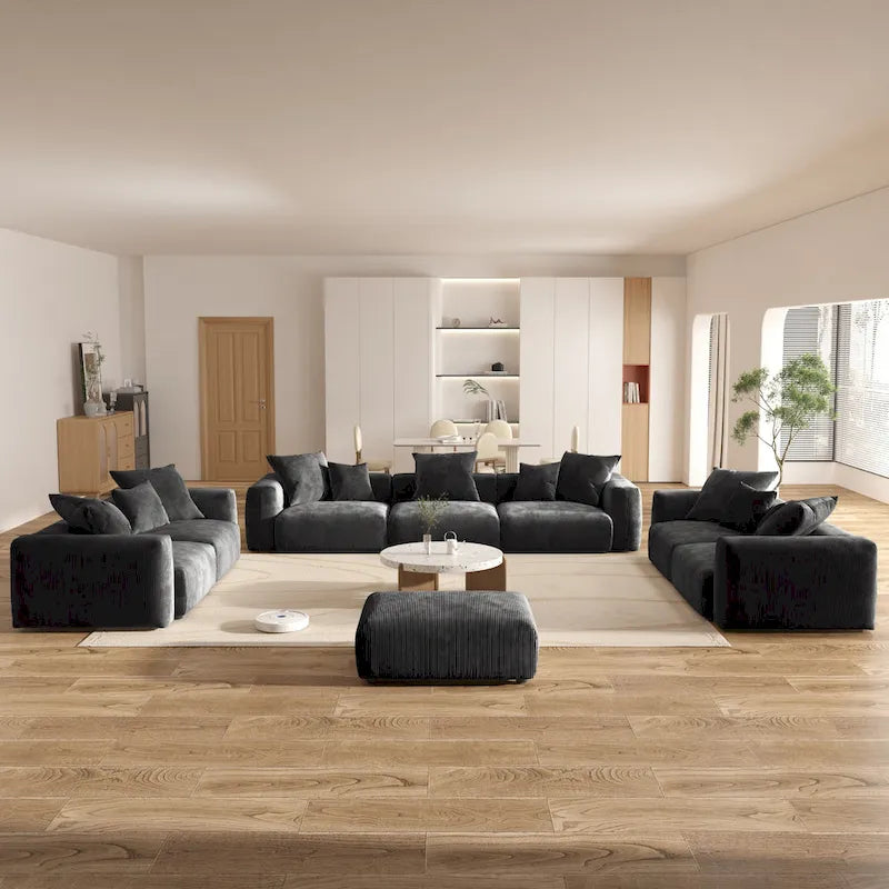 Oversized Corduroy Fabrics Sectional Sofa Set