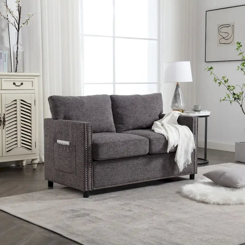 Modern chenille Fabric Loveseat, 2-Seat Upholstered Loveseat Sofa Modern Couch for Living Room Bedroom Apartment