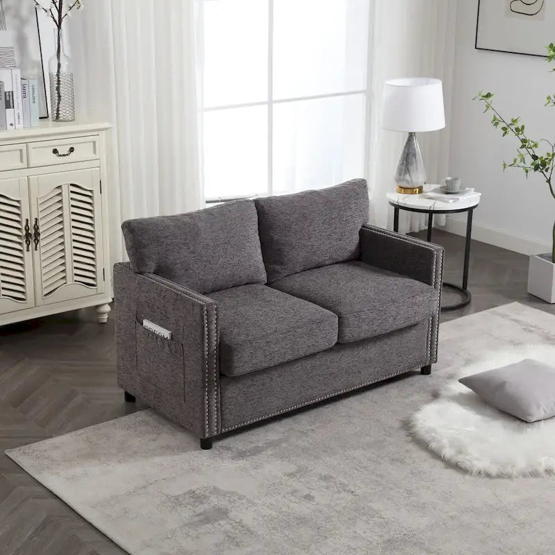 Canapé deux places moderne en tissu chenille, canapé rembourré 2 places, canapé moderne pour salon, chambre ou appartement