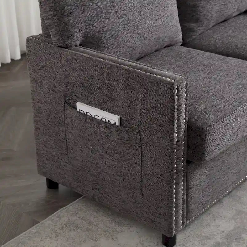 Canapé deux places moderne en tissu chenille, canapé rembourré 2 places, canapé moderne pour salon, chambre ou appartement