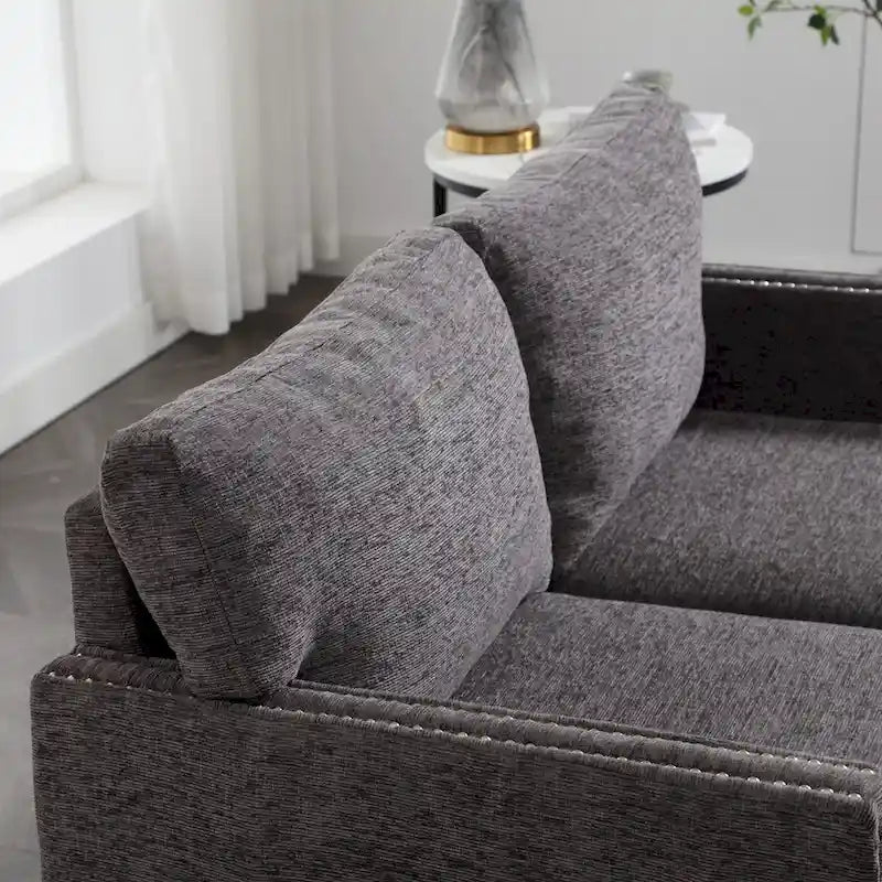 Canapé deux places moderne en tissu chenille, canapé rembourré 2 places, canapé moderne pour salon, chambre ou appartement