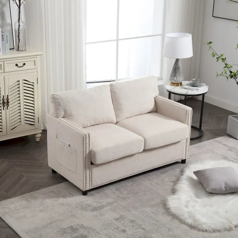 Canapé deux places moderne en tissu chenille, canapé rembourré 2 places, canapé moderne pour salon, chambre ou appartement