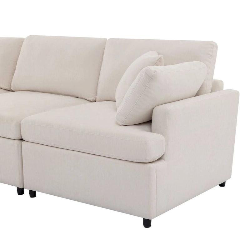 Grand canapé d'angle moderne en forme de U, avec poufs amovibles pour salon