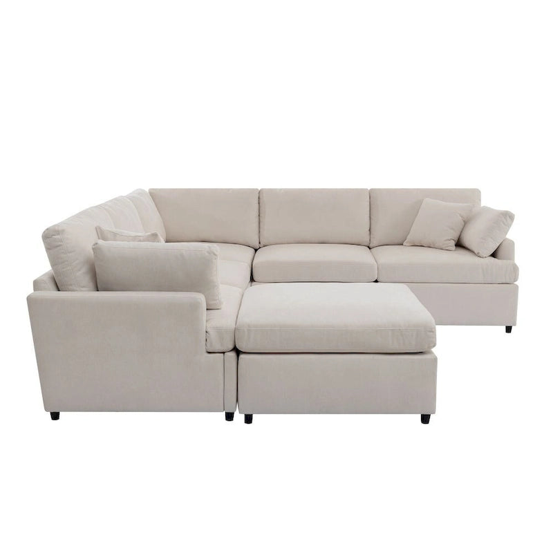Grand canapé d'angle moderne en forme de U, avec poufs amovibles pour salon