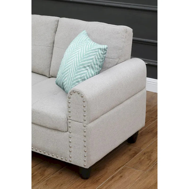 Canapé d'angle gauche Alger 98 avec méridienne et pouf